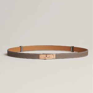NWT Hermes Kelly 18 belt in etoupe with rose gold hardware